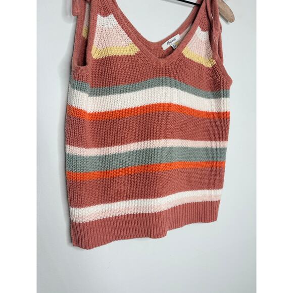 Madewell Grandfield Striped Knit Sweater Tank Top Size Medium Tie Strap - Picture 5 of 10